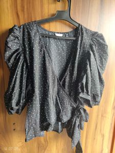 Polka Dot Wrap Top
