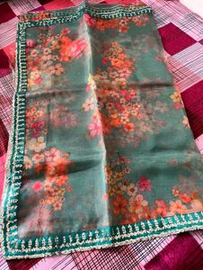Unused Floral Organza Saree