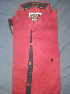 Red Color Denim Brand Shirt In Good Condition