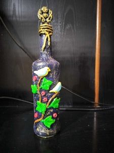 Handcrafted Bird &amp; Vine Bottle