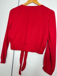 Chic Red Tie-Front Top