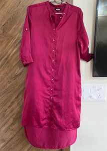 Satin High Low Shirt Dress