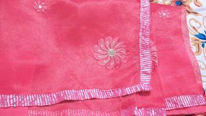 Elegant Pink Floral Embroidered Dupatta