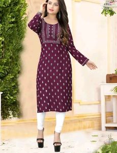 Elegant Purple Printed A-line Kurti for Women