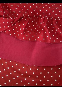 Maroon &amp; White Off-Shoulder Georgette Empire Dre