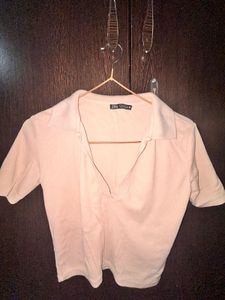 Zara Ribbed Polo Top