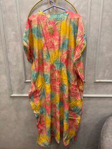 Women Tie &amp; Dye PrintedMaternity Kaftan Midi Dress