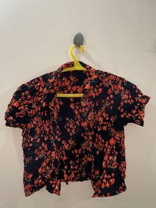 Floral Print Cropped Shirt