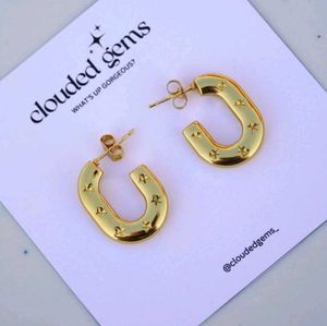 Gold Star Hoop Antiturnish Earrings
