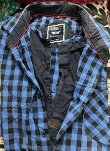 Stylish Men's Blue & Black Checked Casual Shirt