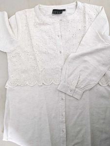 Off White Floral Embroidered Top