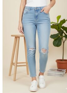 Faded Knee Slit Jeans