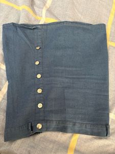 Denim Button-Front Mini Skirt