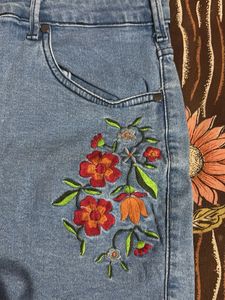 Denim Floral Shorts