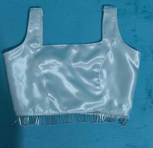 Black And White Satin Blouse Combo