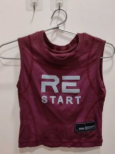 Burgundy 'RESTART' Sleeveless Top