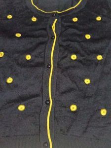 Navy Blue Floral Cardigan