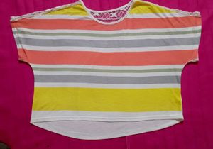 Striped Lace Crop Ti Shirt