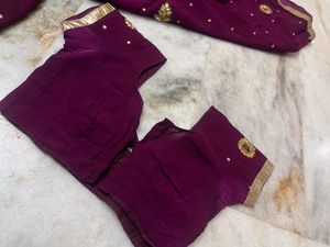 Royal Purple Embroidered Georgette Saree with Gold