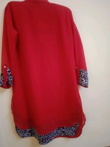 Red &amp; Blue Detailed Kurti