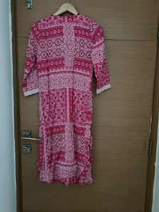 Pink &amp; White Print Kurta