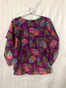 Floral Printed  Purple Top