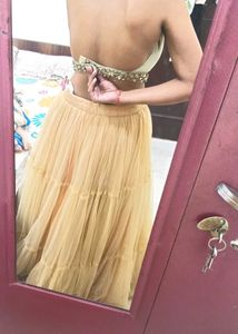 Halter Neck Blouse With Heavy Net Lehnga