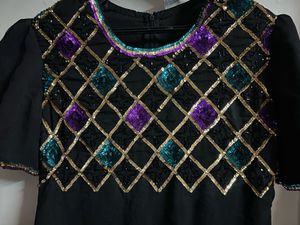 Sequin Embellished Black Dress