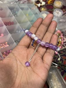 Purple Beaded Charm Bracelet