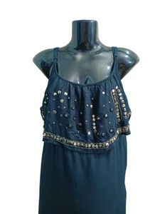 Elegant Beaded Overlay Maxi Dress Size Fit To L XL