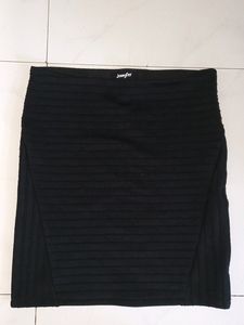 Black Party Short Skirt With Self Strips