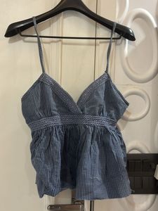 Blue Gingham Crop Top