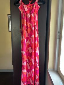 Geometric Pink Maxi Dress