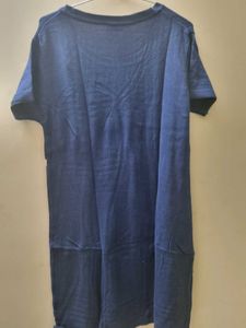 RIBBED KNITTED BLUE AND WHITE DRESS