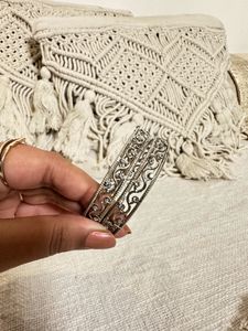 Silver Oxidised Metallic Bangles - Set Of 4