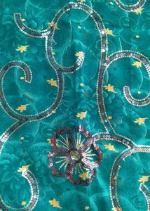 Camel &amp; Seagreen Saree