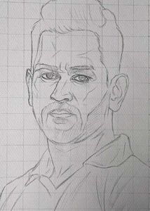 MS Dhoni Outline Drawing