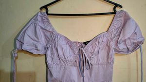 Lilac Puff Sleeve Mini Dress