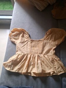 Cute Gingham Peplum Top