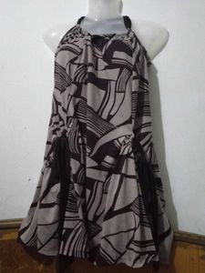 Abstract Print Halter Dress