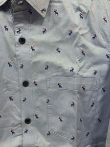 Blue Reindeer Print Shirt