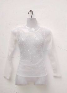 Pearl Embellished Sheer Top
