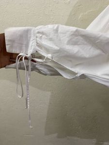 Zara White Tie-Front Blouse