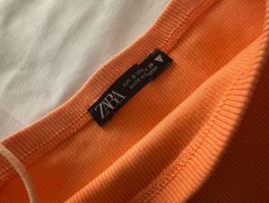 Zara Orange Ribbed Tank Top