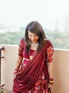 Tikhi Imli Maroon Ready To Wear Embellished Saree