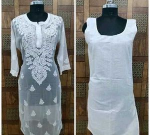 Elegant White Chikankari Kurti – Handcrafted Luckn