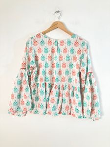 White Cotton Printed Top