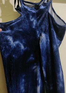 Shain Blue Tie-Dye Ribbed Flared Pants