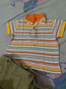 Cute Baby Overalls &amp; Striped Tee Set