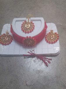 Red &amp; Gold Beaded Jewelry Set